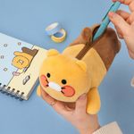 Kakao Friends Choonsik Plush Pencil Case | Wide & Long Storage Capacity | Soft Fabric Multi Pouch | Designed in Korea
